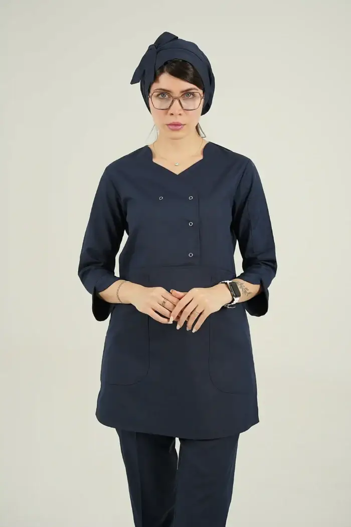 اسکراب زنانه آستین سه ربع سرمه ای — تصویر 4